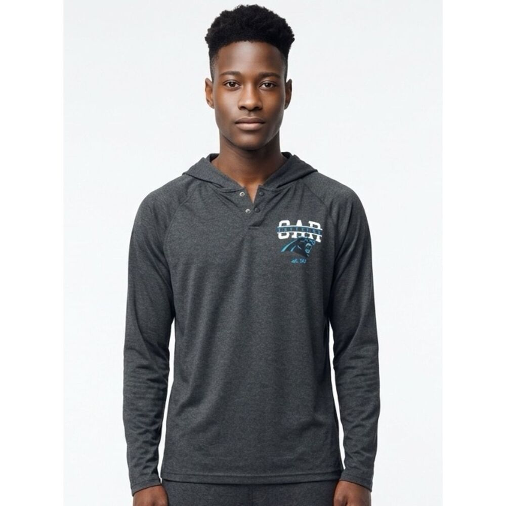 NFL TEAM APPAREL | CAROLINA PANTHERS Hooded Long Sleeve Top Dark Gray Unisex L
